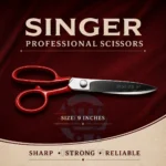 Singer Scissors in 8-inch and 9-inch sizes with red handles and metal blades