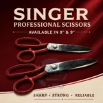 Singer Scissors in 8-inch and 9-inch sizes with red handles and metal blades