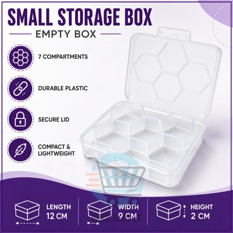 7 Compartment Clear Plastic Storage Box – Empty Organizer