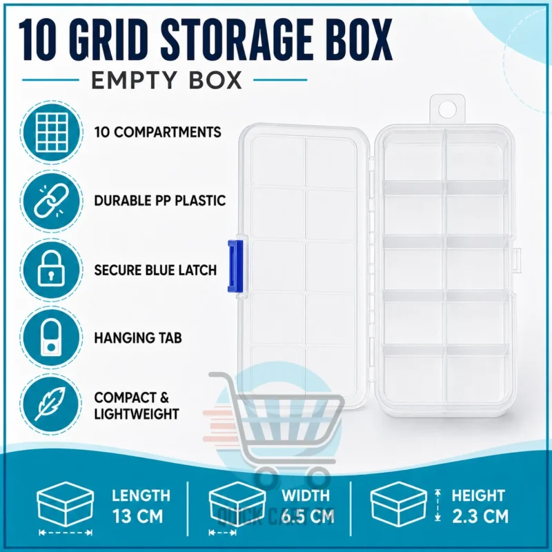 10-Grid Clear Plastic Organizer Box