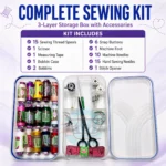 54-Piece Complete Sewing Kit with 3-Layer Multi-Compartment Storage Box