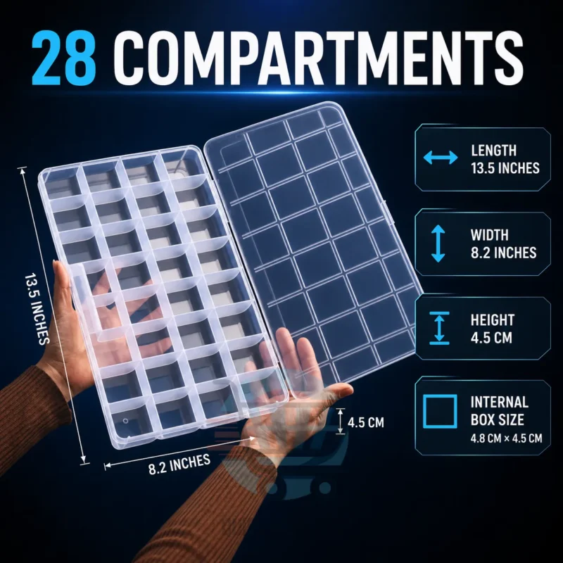 28-Compartment Clear Plastic Organizer Storage Box