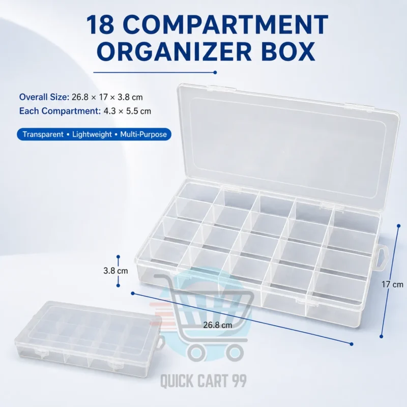 18-Compartment Transparent Organizer Box