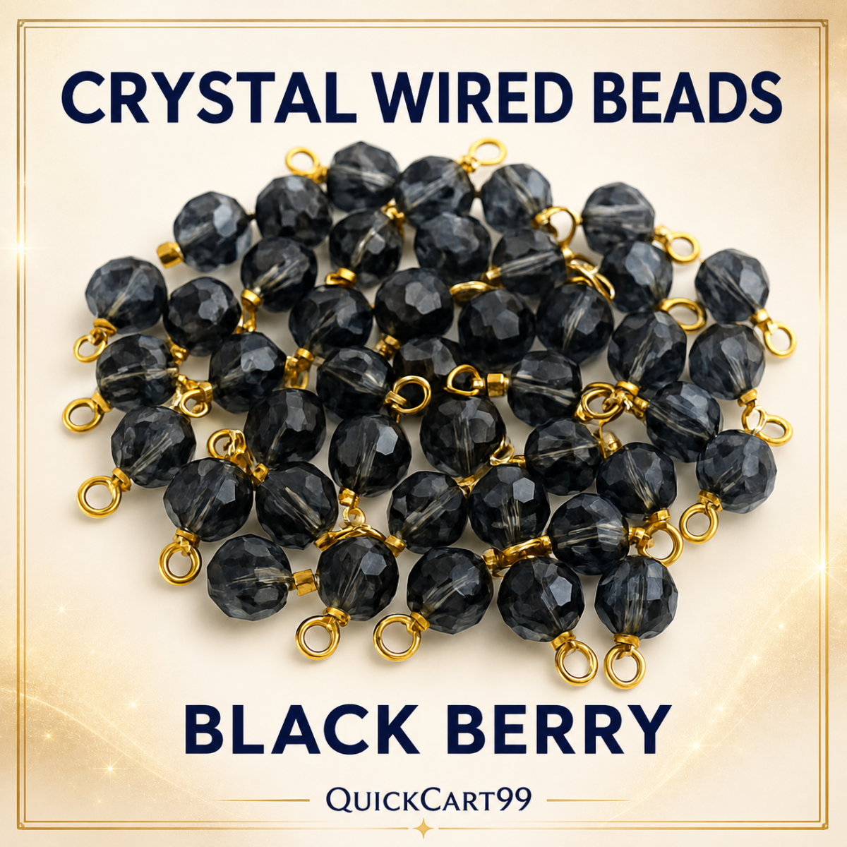 4mm Golden Crystal Hanging Beads for Jewellery Making