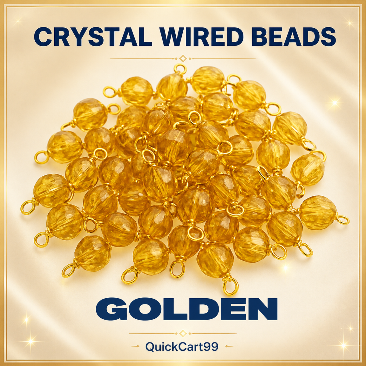 4mm Golden Crystal Hanging Beads for Jewellery Making