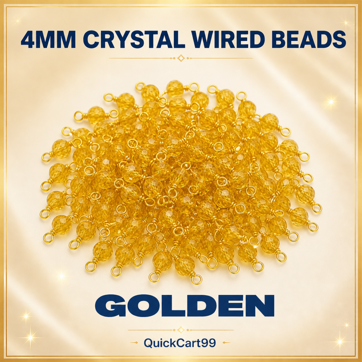 4mm Golden Crystal Hanging Beads for Jewellery Making