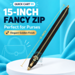 15 Inch Fancy Bag Zip with black tape and golden puller