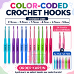 Plastic Handle Crochet Hook Set in assorted colours