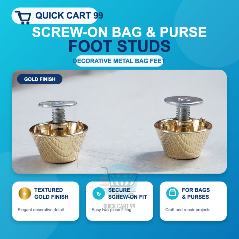 Gold Screw-On Bag Foot Studs pack of 4