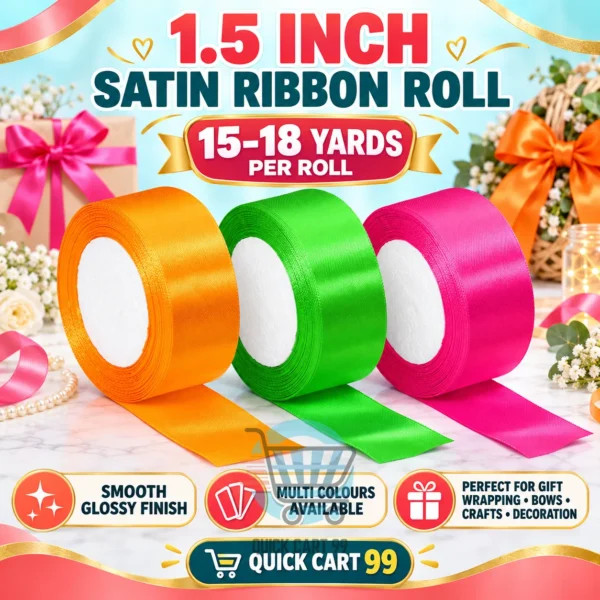 1.5 inch satin ribbon roll for gift wrapping and crafts