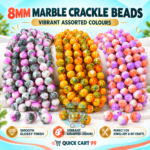 8mm Marble Crackle Beads – Assorted Colors for Jewelry