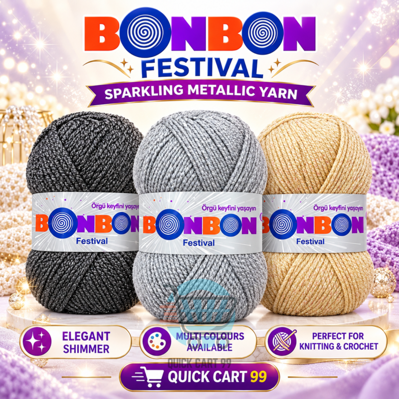 Bonbon Festival Metallic Yarn for knitting and crochet projects