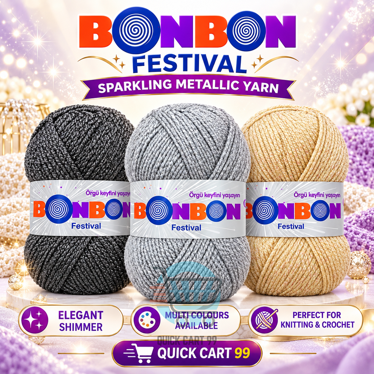 BonBon Festival Orignal Bonbon Festival Banner_{Num} Bonbon Festival Metallic Yarn for knitting and crochet projects