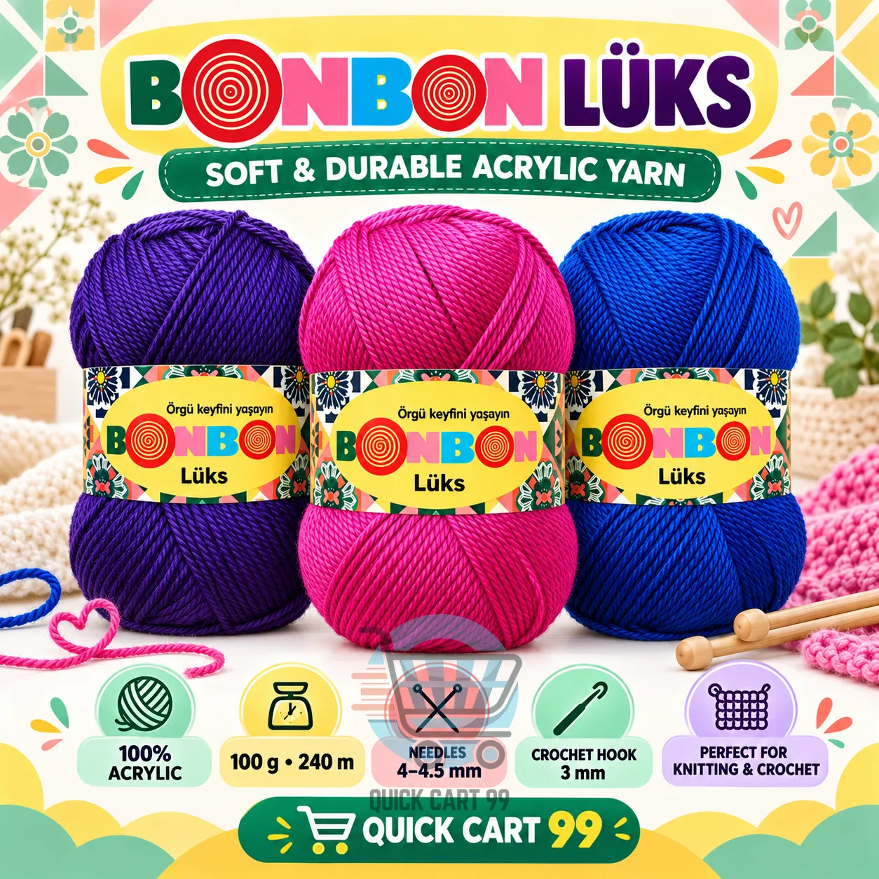 BonBon Luks Bonbon Lüks Banner_{Num} Bonbon Luks acrylic yarn for knitting and crochet