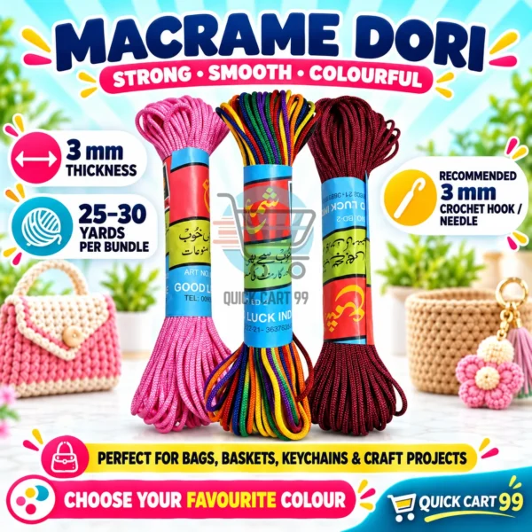 3mm Macrame Dori for bags, baskets, keychains and craft projects
