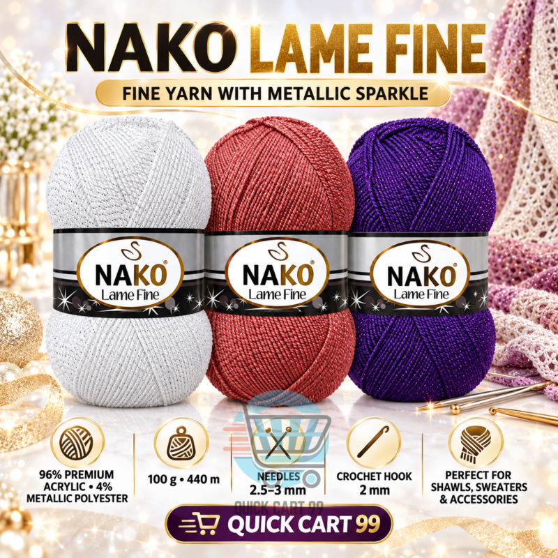 NAKO Lame Fine metallic yarn for knitting and crochet